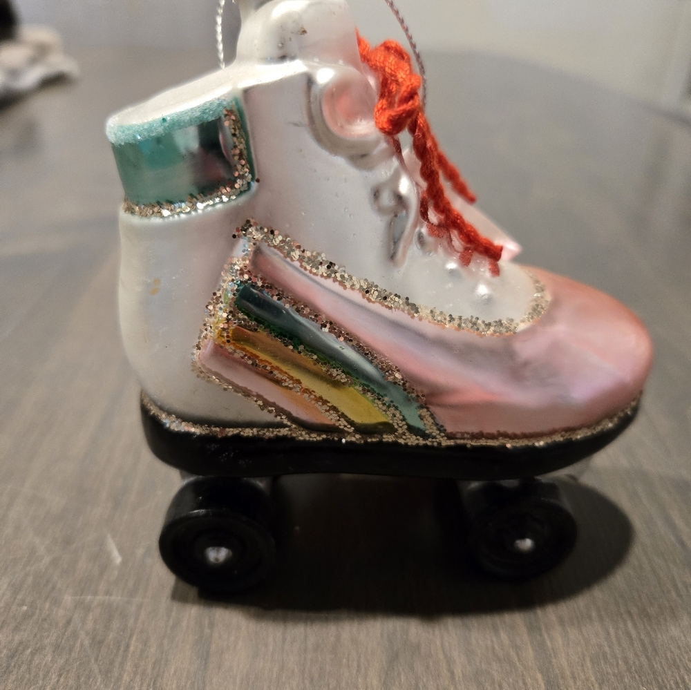 Joyland glass skate Christmas ornament.